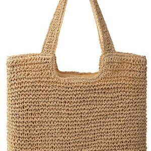 Large Woven Straw Beach Bag Waterproof Tote for Women Travel Shopping